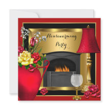 Housewarming Red Gold Roses Decor Wine Glass