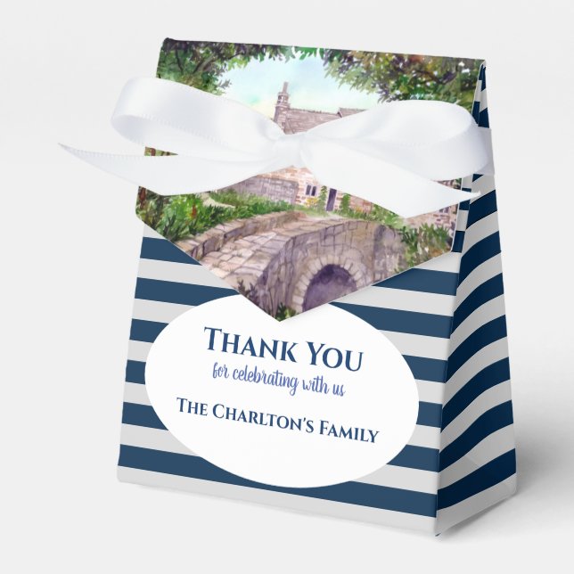 Housewarming Stone Bridge Watercolor Painting  Favor Box (Front Side)