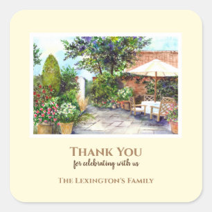 Housewarming Terrace of The Manor House Watercolor Square Sticker