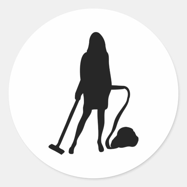 housewife - vacuum cleaner - cleaning classic round sticker (Front)
