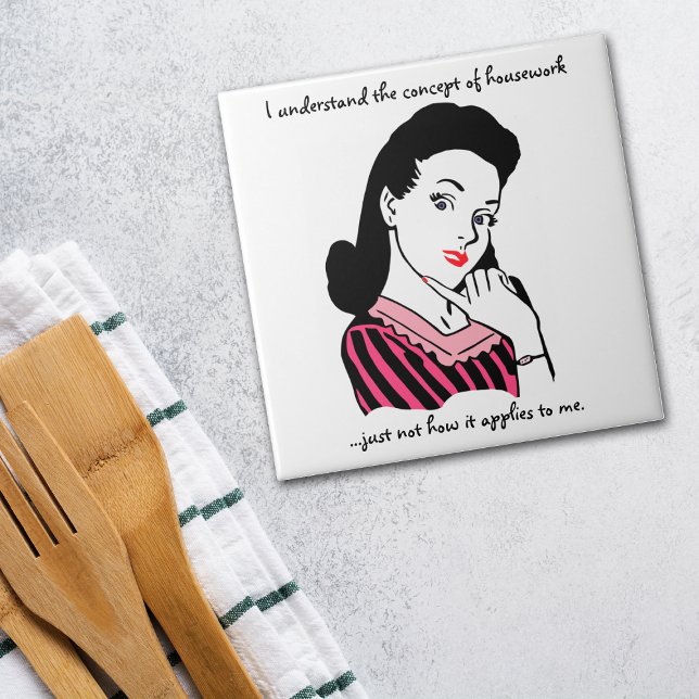 Housework Concept Funny Retro Woman Tile (Creator Uploaded)