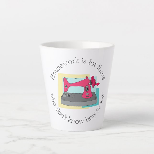 Housework - vintage sewing machine - personalised latte mug (Front)