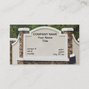 housing development sign business card