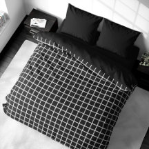 Carreaux de base Noir sur couverture de couette bl