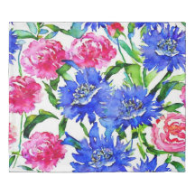 cornflower et pivoines aquarelle