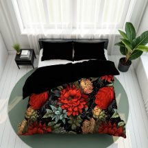Dark Academia Maximalist Red Dahlia Floral