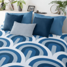 Grand Motif Art déco des vagues bleues rétro