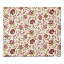 Jacobean Floral 2Way Motif Reds Pinks Gold Creme