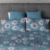 Retro Mid Century moderne Turquoise Blue Daisy Mot