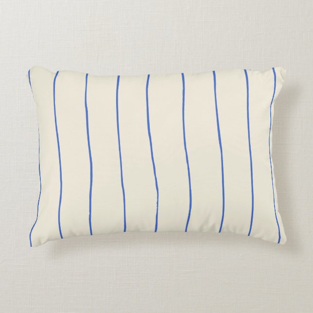 Housse de Coussin à Rayure Bleue – Décorative Crèm (Devant)