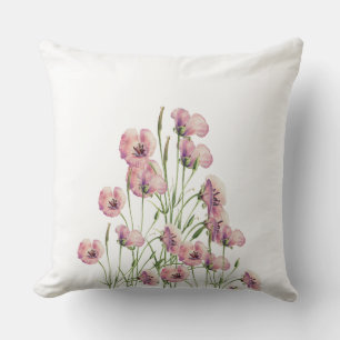 Housse de coussin aux fleurs de pavot aquarelle ép