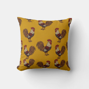 Housse de Coussin Coq Dessiné à la Main Jaune Mout