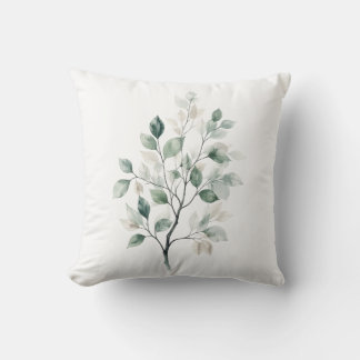 Housse de Coussin Élégante Feuille Verte Sauge