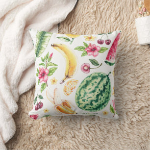 Housse de Coussin Jetable Fruits Tropicaux Aquarel