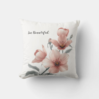 Housse de coussin jeté à fleurs rose poussiéreux e