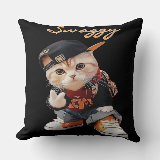 Housse de coussin pour enfants avec chat hip-hop s (Recto)