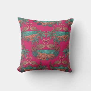 Housse de Coussin Tropical Flamant Rose