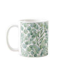 Housse de mug à feuilles d'eucalyptus aquarelle sa