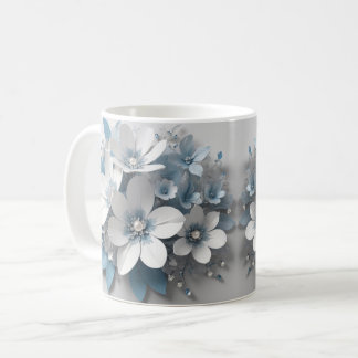 Housse de mug fleurs blanches 3D, housse de mug de