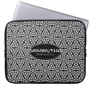 Housse d'ordinateur portable à motif tribal argent