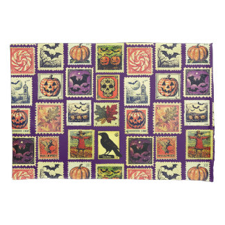 Housse d'oreiller à motif de timbre-poste Hallowee