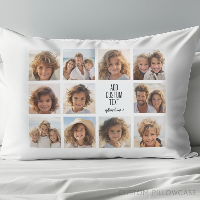 Housse D'oreillers 11 Collage photo - Moderne minimal blanc sur blanc (Create Your Own Photo Collage Pillowcase)