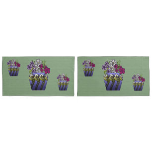 Housse D'oreillers 3 Vases de l'artisan Lily sur vert sauge