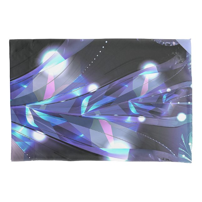 Housse D'oreillers 3D Jungle fractale bleue (devant)