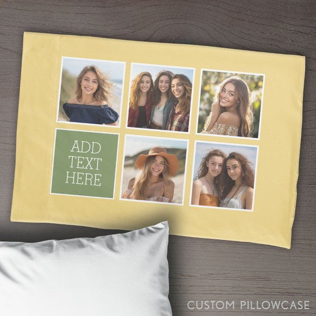 Housse D'oreillers 5 Collage photo - avec Arrière - plan Lemon et Sag (Create Your Own Photo Collage Pillowcase)