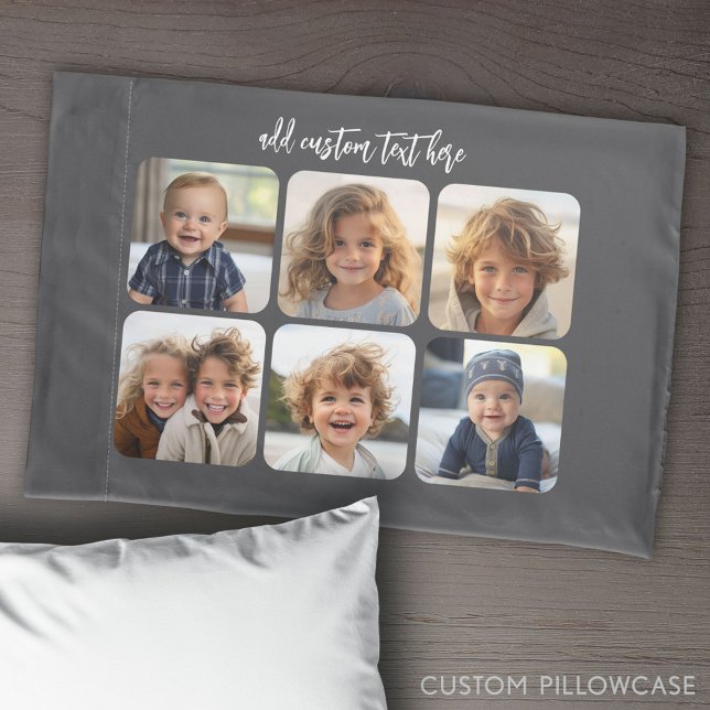 Housse D'oreillers 6 Photo Collage avec script de rebond tendance - g (Create Your Own Photo Collage Pillowcase)
