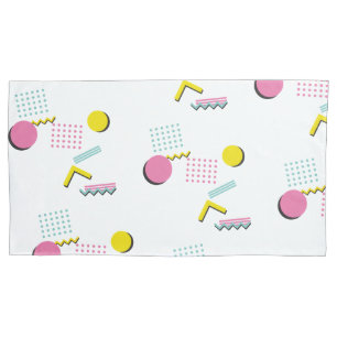 Housse D'oreillers 90s Thème Colorful Retro Memphis Motif