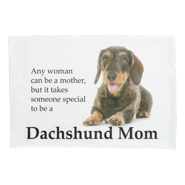 Housse D'oreillers À poils durs Dachshund Maman Pillowcase (devant)