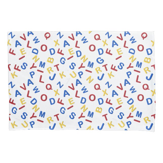 Housse D'oreillers ABC Alphabet rouge jaune bleu (devant-gauche)