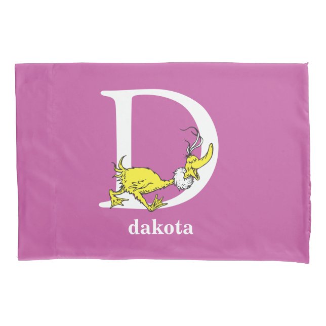 Housse D'oreillers ABC du Dr Seuss : Lettre D - Blanc| Ajouter votre  (devant)