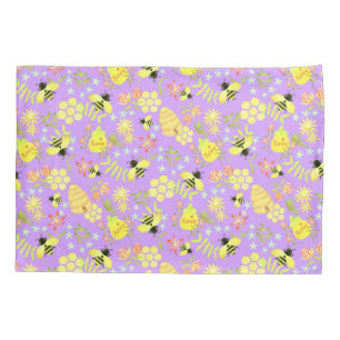 Housse D'oreillers Abeille de miel violet