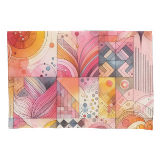 Housse D'oreillers Abstract Pink Colorful Geometric Design