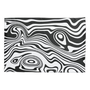 Housse D'oreillers Abstrait Black White Waves Coussin Coque Votre cou