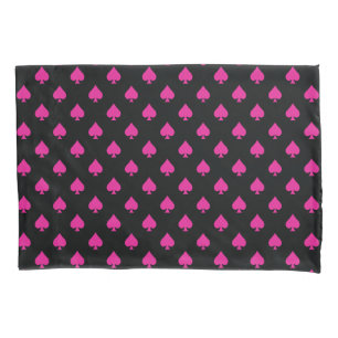 Housse D'oreillers Ace de pique Motif noir et rose rétro BOHO Chic