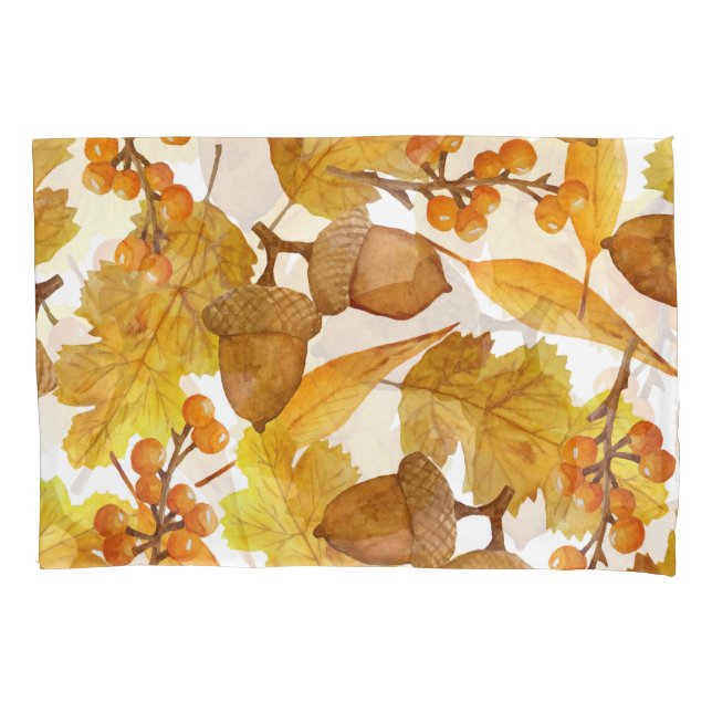 Housse D'oreillers Acornes d'automne : aquarelle Thanksgiving Design (devant)