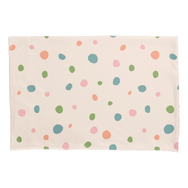 Housse D'oreillers Adorable mignon pois moderne rose bleu vert (devant)