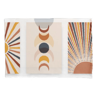 Housse D'oreillers Affiches Abstraites de la lune Sun Boho