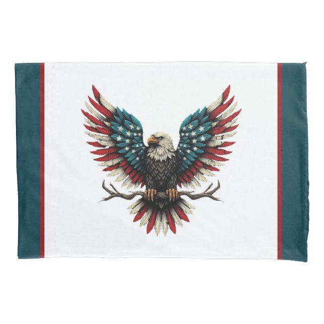 Housse D'oreillers Aigle rustique patriotique américain/américain cha (devant)