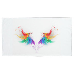 Housse D'oreillers Ailes fluffy arc-en-ciel
