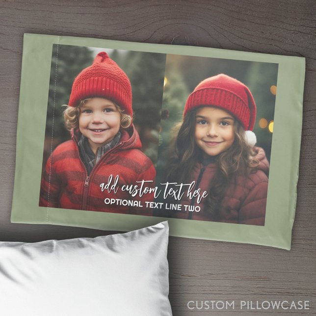 Housse D'oreillers Ajouter 2 photos - Collage simple (Custom Pillowcase with Photo Collage)