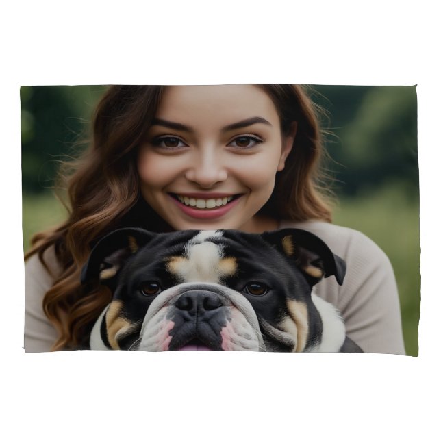 Housse D'oreillers Ajouter une photo de bouledogue Personnaliser (devant)