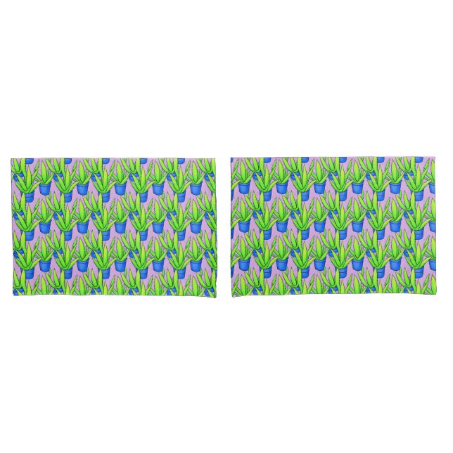 Housse D'oreillers Aloe Vera Motif Plante Monogrammé (devant-Set)