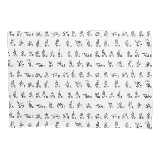 Housse D'oreillers Alphabet de langue des signes américaine en noir (devant)