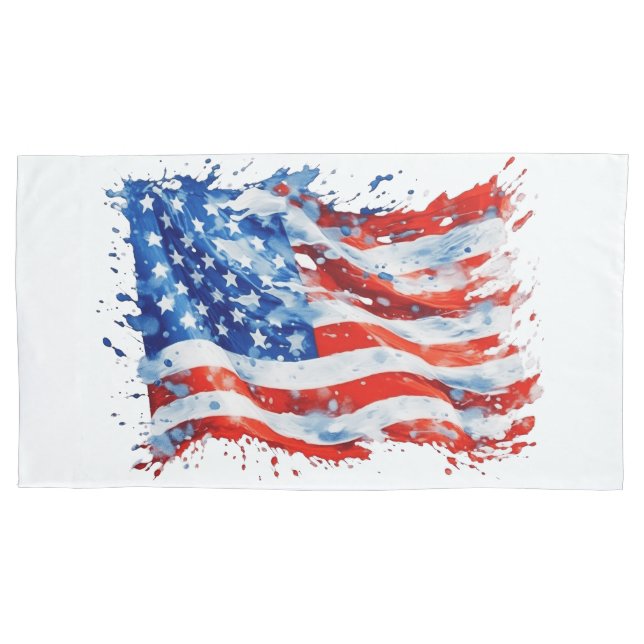 Housse D'oreillers American Flag USA Watercolor 4 juillet (devant)