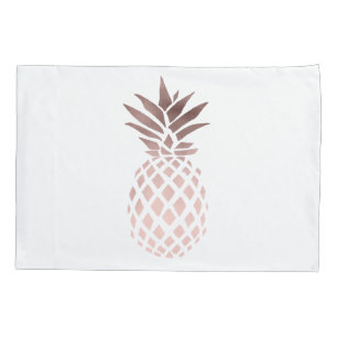 Housse D'oreillers ananas tropical d'or rose clair élégant de faux