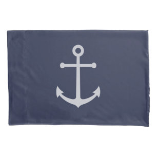 Housse D'oreillers Ancre bleue marine